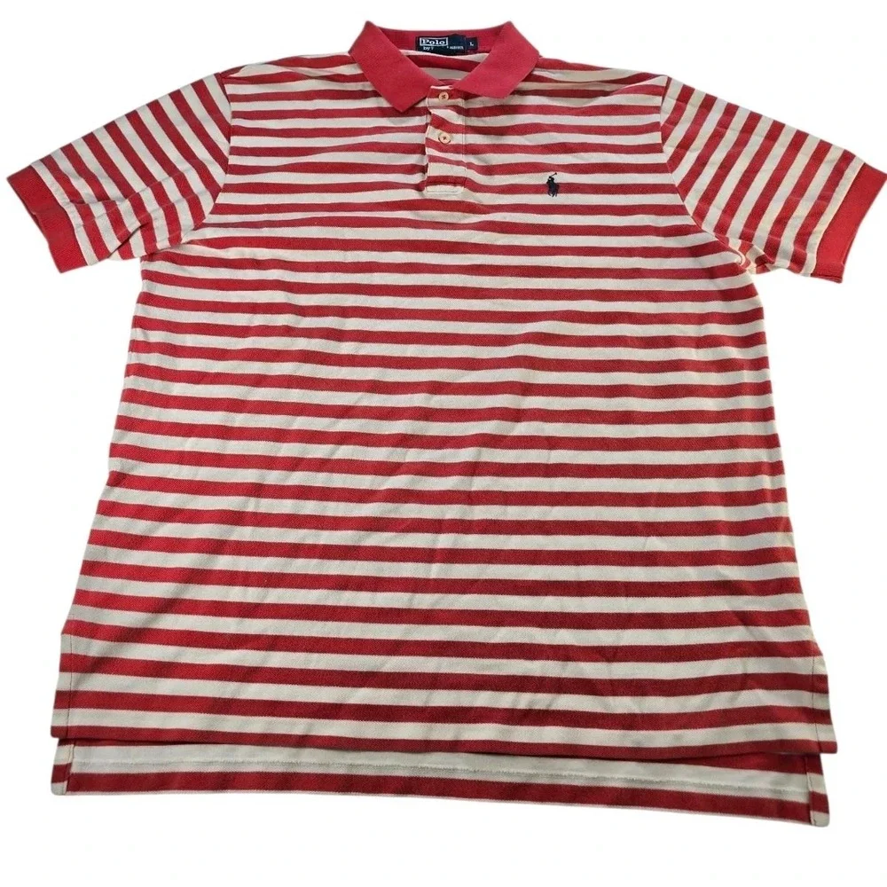 Polo Ralph Lauren Mens Polo Shirt‎ Size Large Blue Label Vintage Stripe